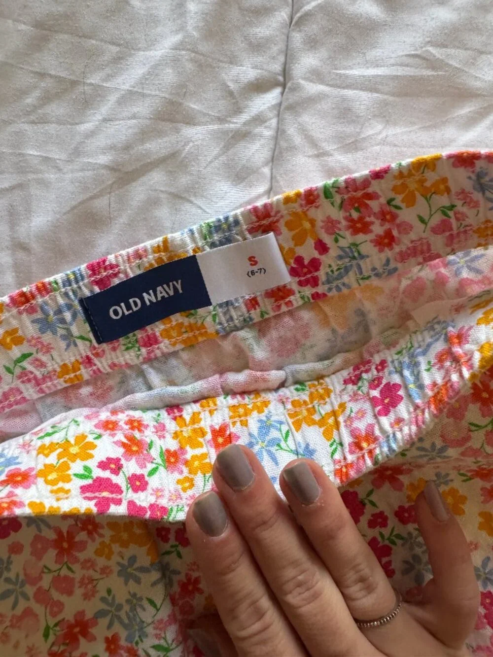 Girl's Linen Blend Floral Mini Skirt with pockets, Size 6-7 Old Navy